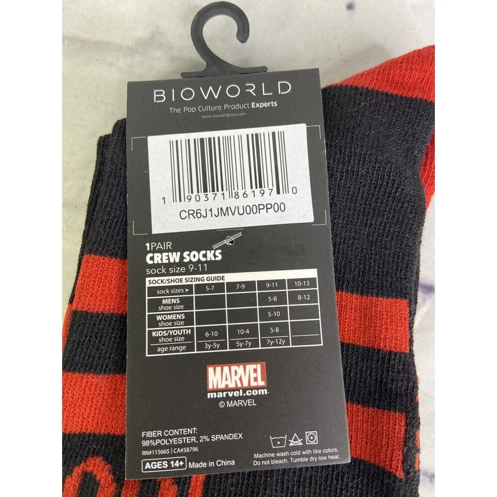 Marvel Deadpool Logo Sequin Cuffed Novelty Socks 1 Pair Womens Shoe Size 5-11